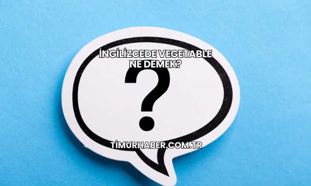 İngilizcede Vegetable Ne Demek?
